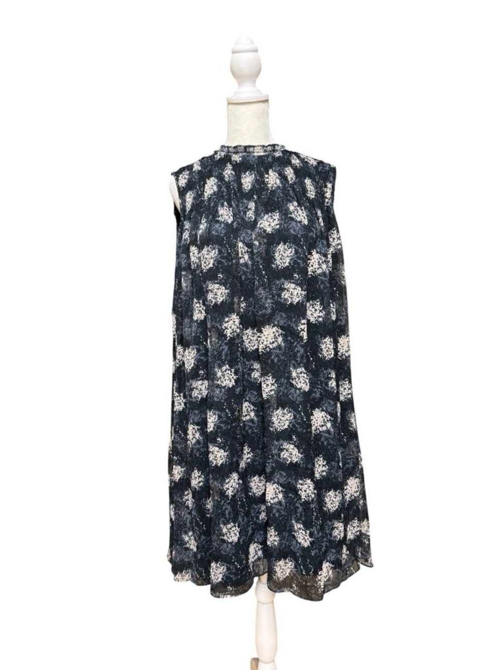Joie Floral Sleeveless Dress XXL Sheer Overlay Blue Midi